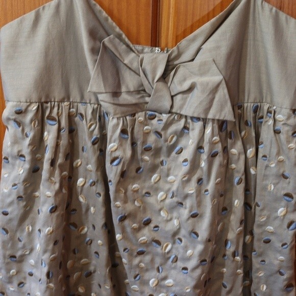 BCBGMAXAZRIA Gray Seashell Print Cotton Woven Babydoll Mini Dress 12 NWT - Picture 3 of 12